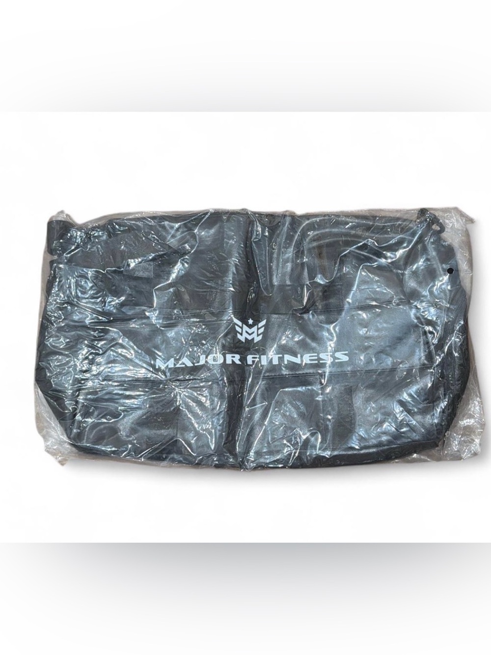 Major Fitness black leather gym duffle bag with shoe compartment
